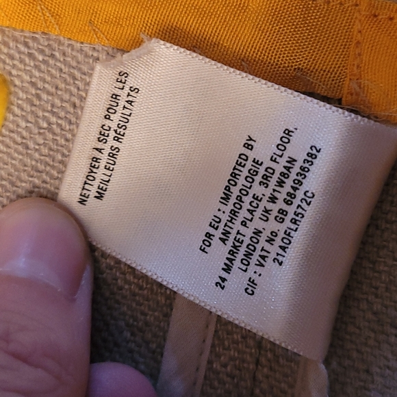 Maeve Anthropologie Tan Light Academia Linen Yellow Black Brown Stripes … - Picture 11 of 11